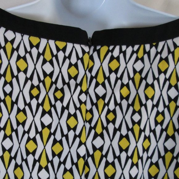 London Times Womens Yellow Black White Sleeveless Dress Size 14 Pre-owne… - Picture 3 of 7